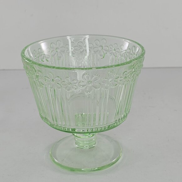Daisy Flower Glass Dessert Pedestal Cups Set of 4 Blue Green PInk - Picture 8 of 12